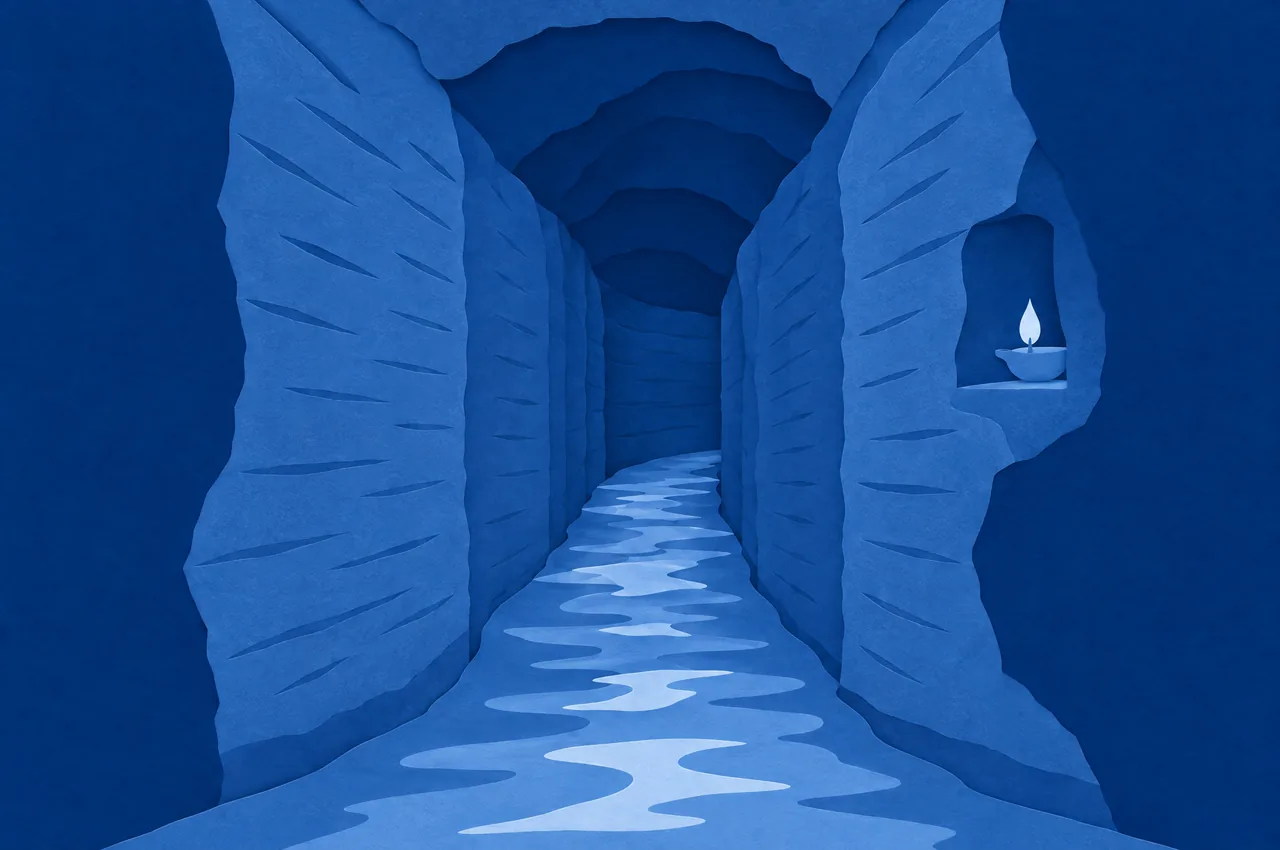 The City of David in blue cut paper.
