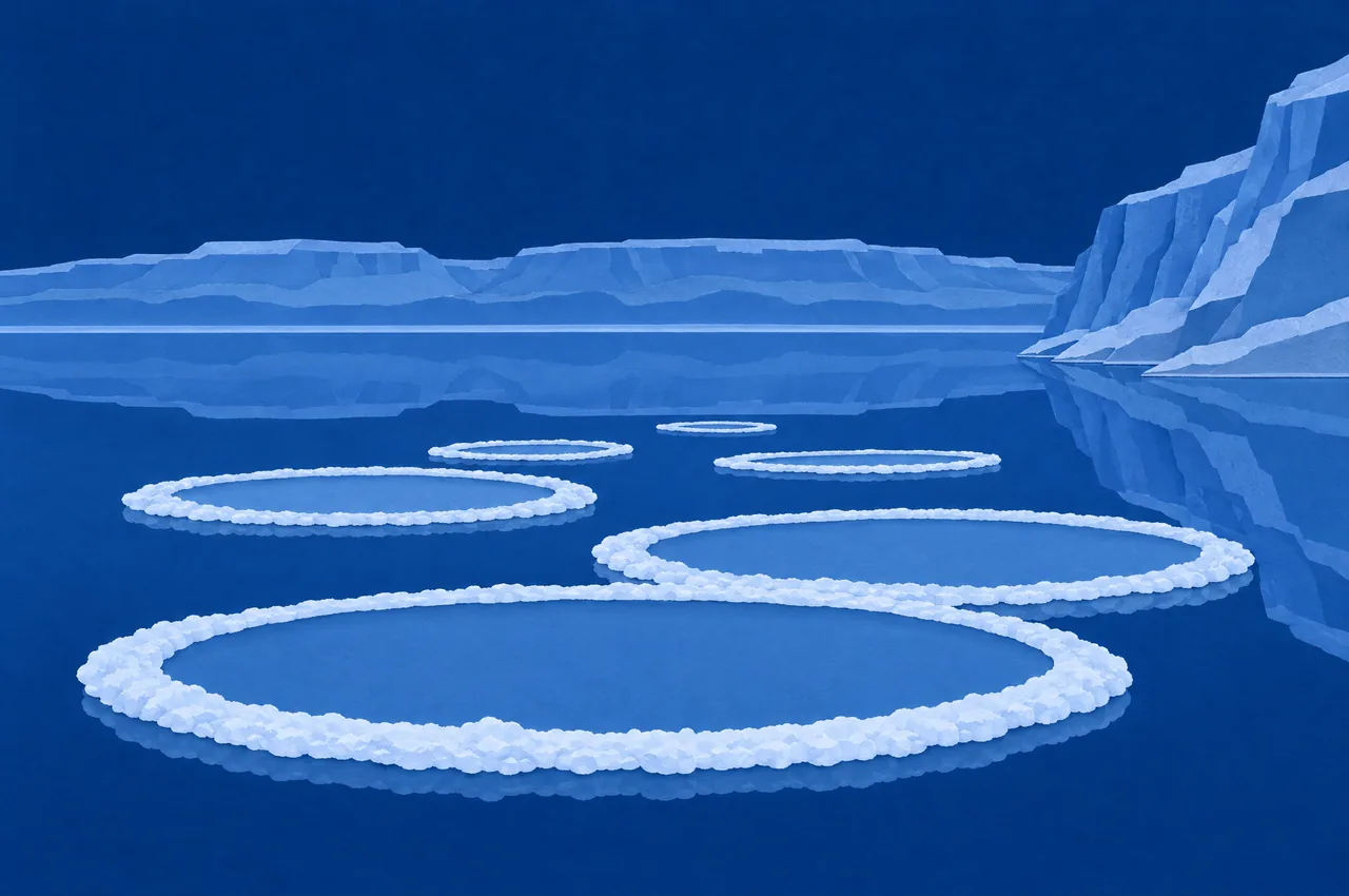 The Dead Sea in blue cut paper.