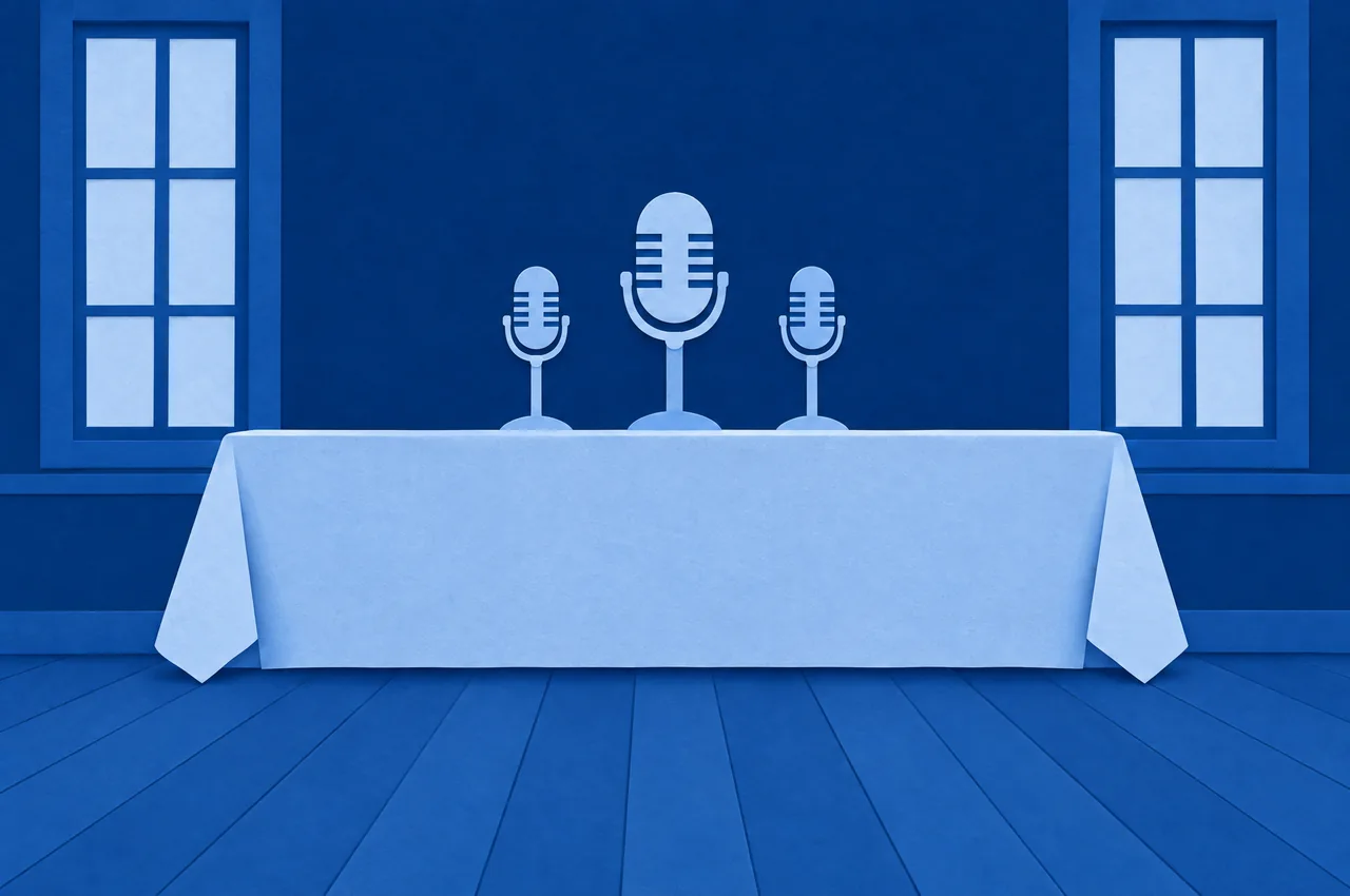 Independence Hall in blue cut paper.