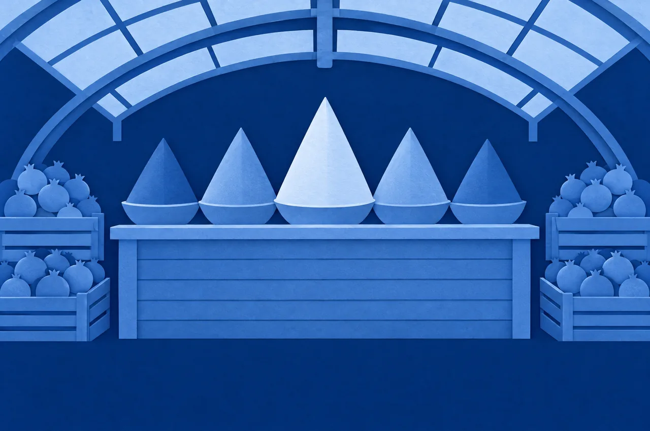 Machane Yehuda Market in blue cut paper.