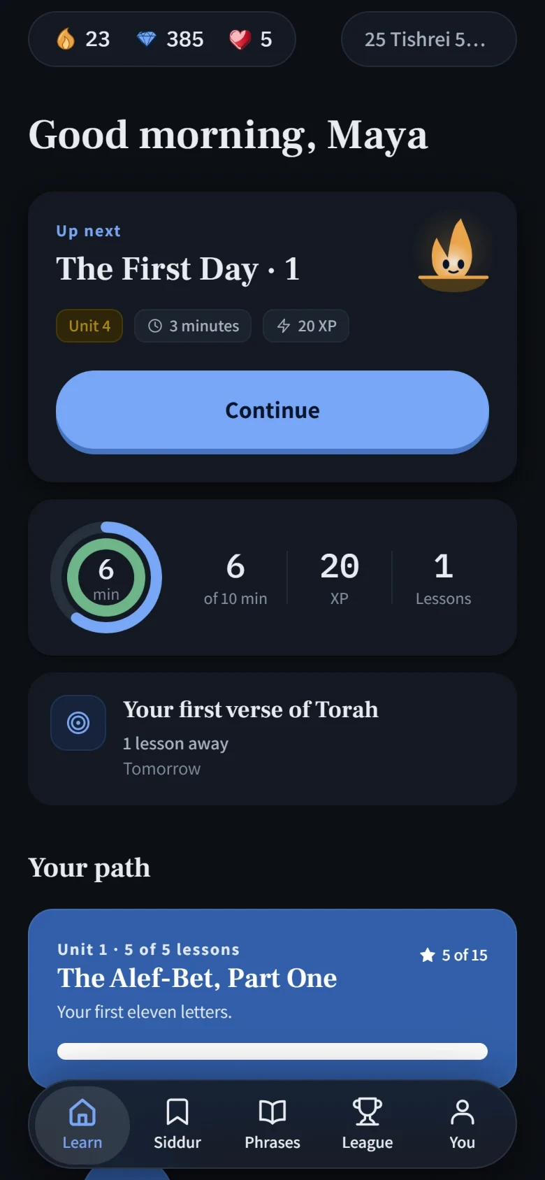 The Learn tab for someone who reads slowly.